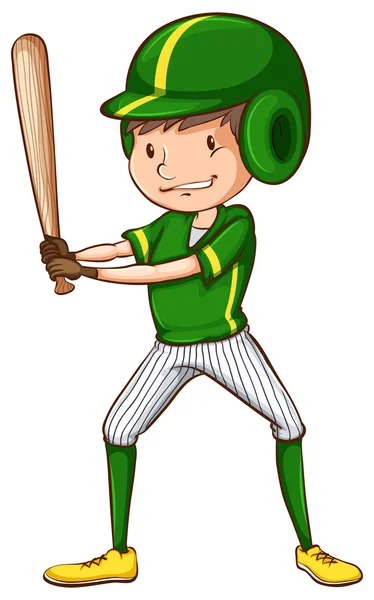 A baseball player in green uniform — Stock Vector