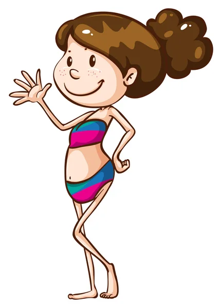 Chica en bikini — Vector de stock