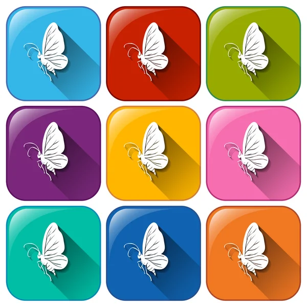 Buttons with butterflies — Stock Vector