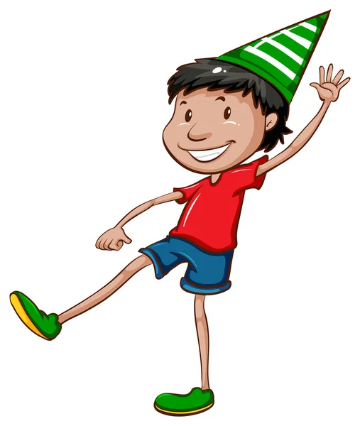 Skizze eines glücklichen Jungen mit Hut — Stockvektor