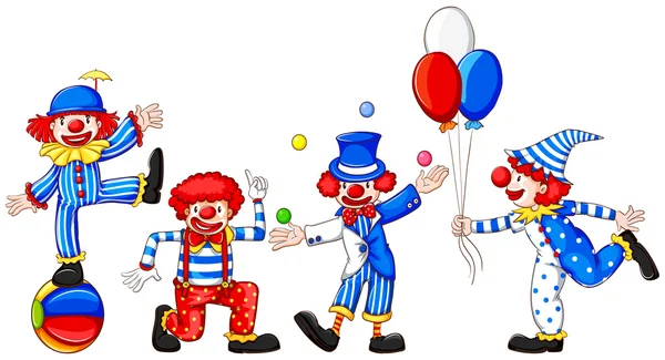 A sketch of a group of clowns — Stock Vector