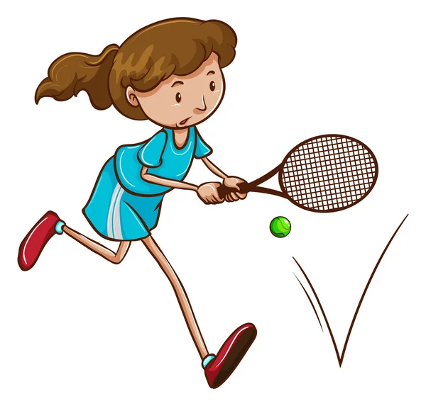 Een meisje dat tennis speelt — Stockvector