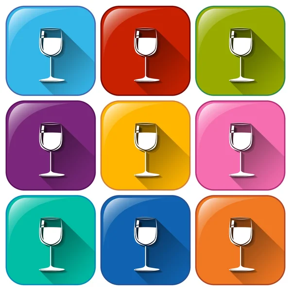 Iconos con gafas de vino — Vector de stock