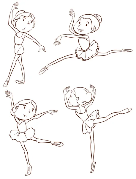 Plain sketches of the ballet dancers — Stock Vector