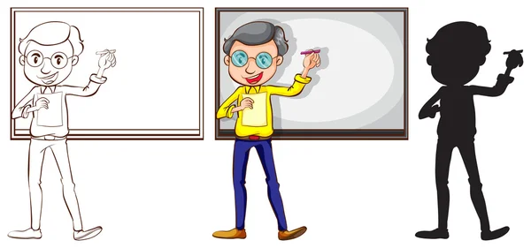 Szkic nauczyciela w trzech różnych kolorach — Wektor stockowy