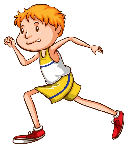 走っている少年の絵を描く — ストックベクタ