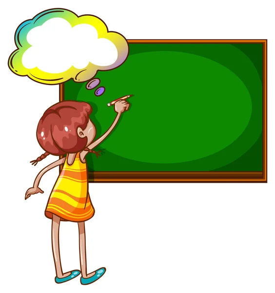 A girl writing at the blackboard — Stock Vector