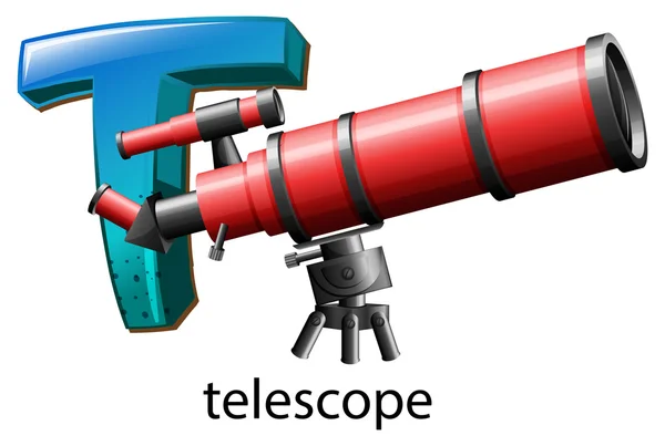 Een brief T voor telescoop — Stockvector