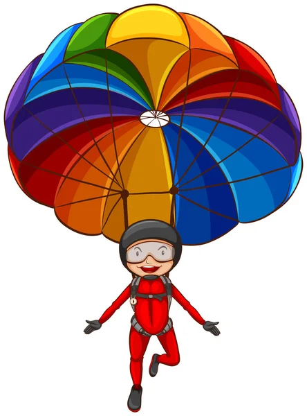 A simple sketch of a girl with a parachute — Stock Vector