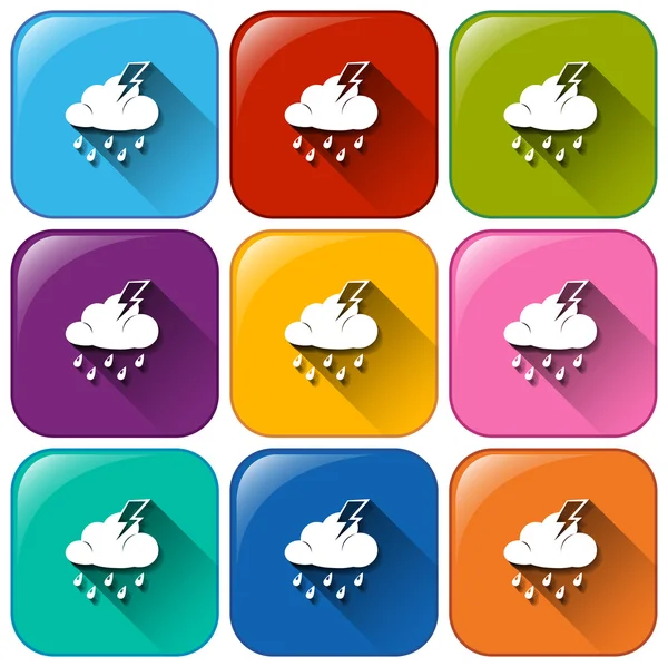 Rounded buttons with the different weather forecasts — Stock Vector