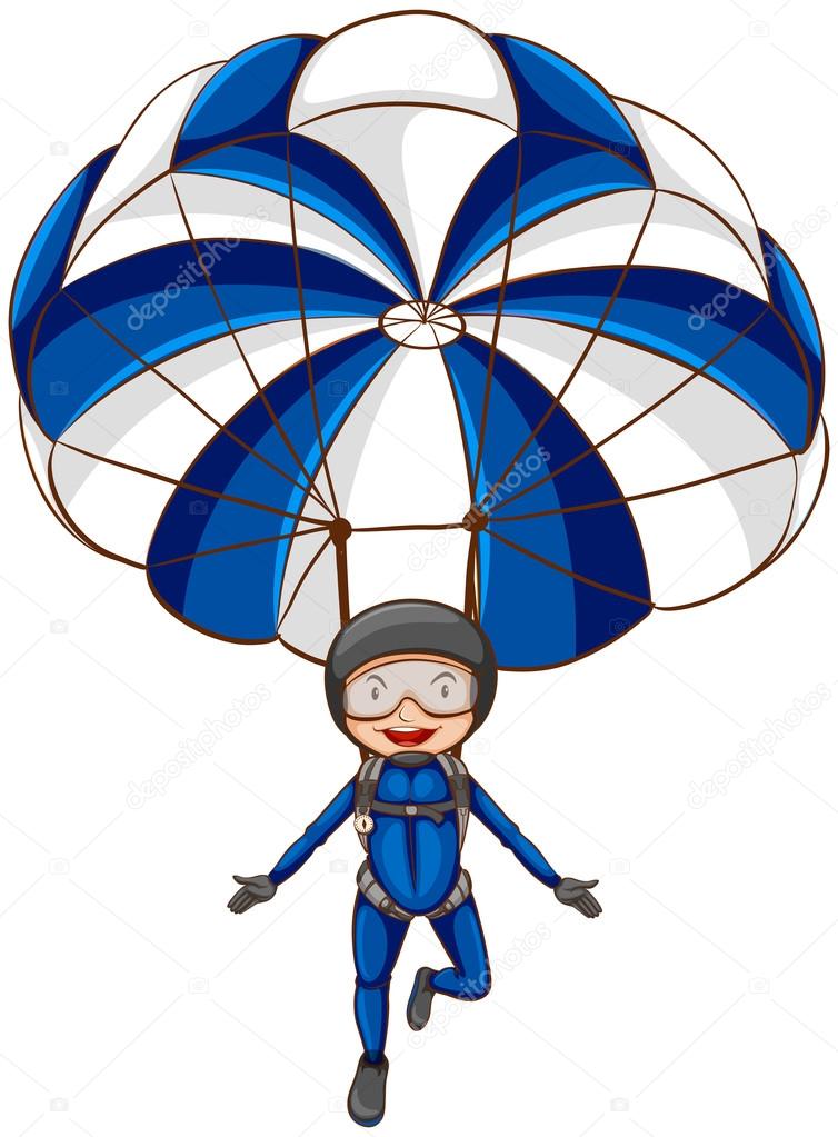 A sketch of a parachute with a boy