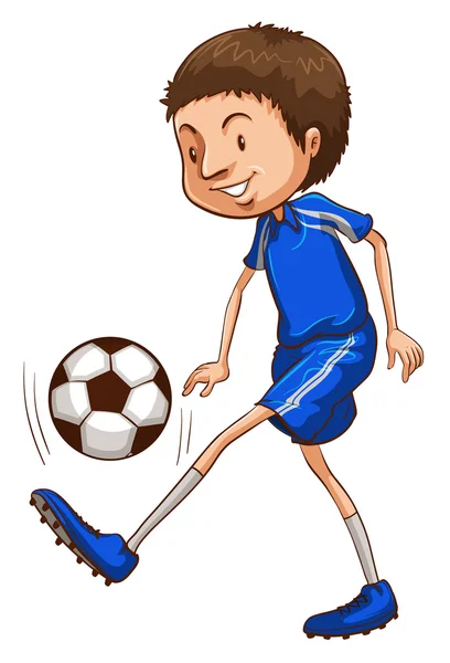 A soccer player wearing a blue uniform — Stock Vector