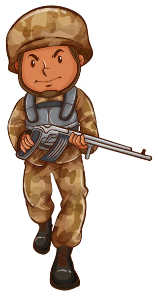 A drawing of a soldier with a gun — Stock Vector