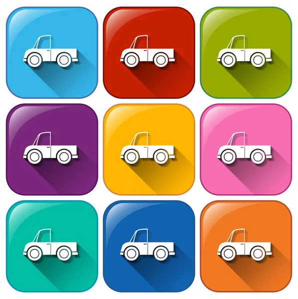 Rounded buttons with cars — Stock Vector