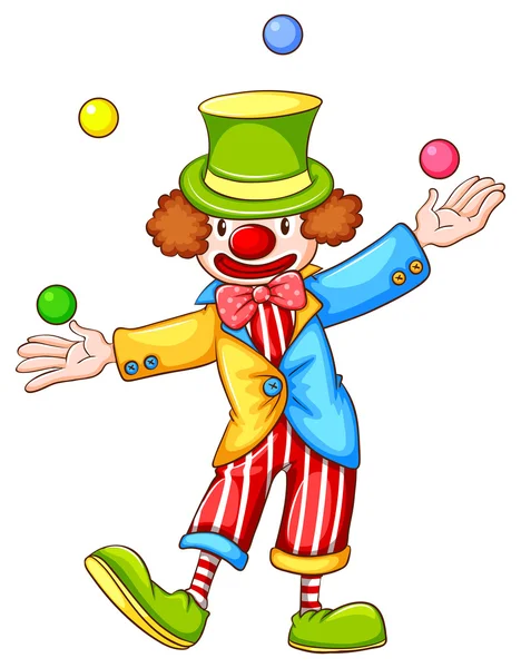 A coloured sketch of a clown juggling — Stock Vector