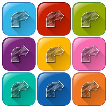 oklarla yuvarlatılmış düğmeler