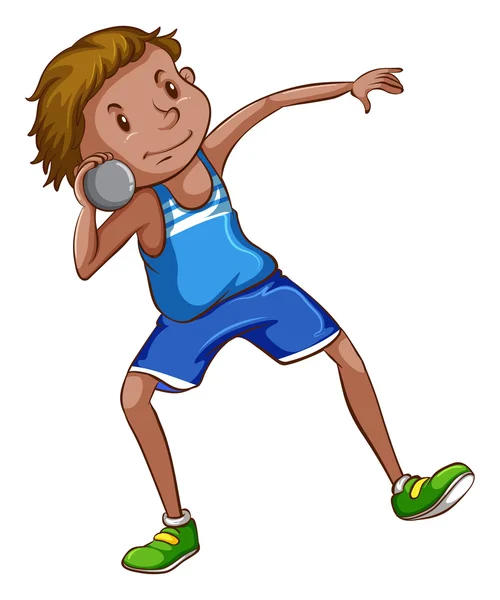 Un simple dibujo de un niño sosteniendo una pelota — Vector de stock