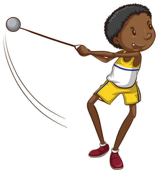 En enkel ritning av en ung pojke kastar en boll — Stock vektor