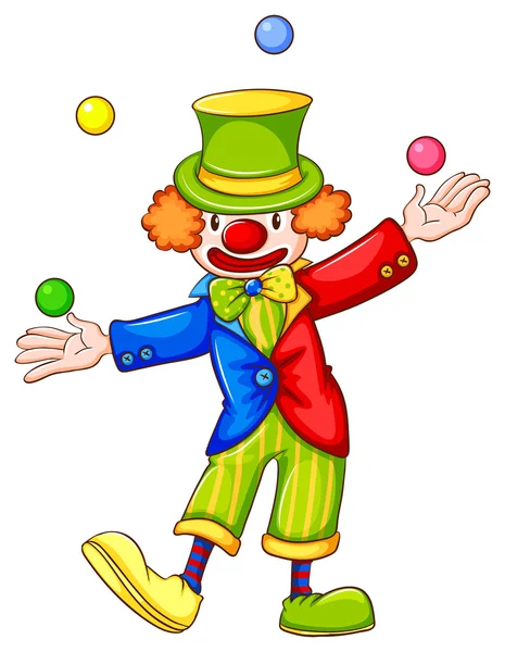 Un disegno di un clown giocoleria — Vettoriale Stock