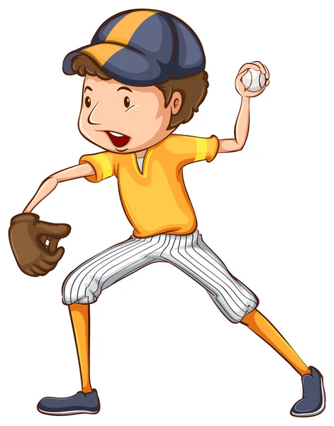 A coloured drawing of a baseball player — Stock Vector