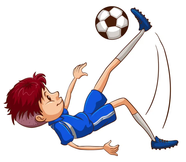 Un footballeur donne un coup de pied au ballon — Image vectorielle