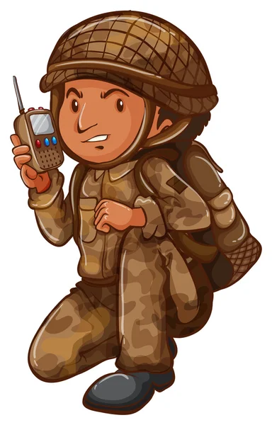 Un soldat avec un outil de communication — Image vectorielle