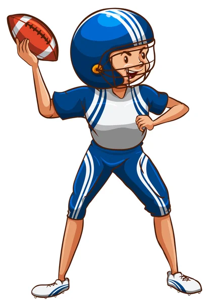 An American football player wearing a blue uniform — Stock Vector