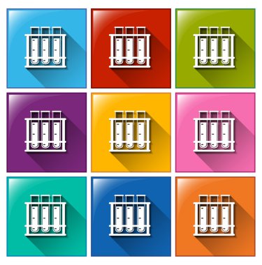 Düğmeleriyle askı, test tüpleri