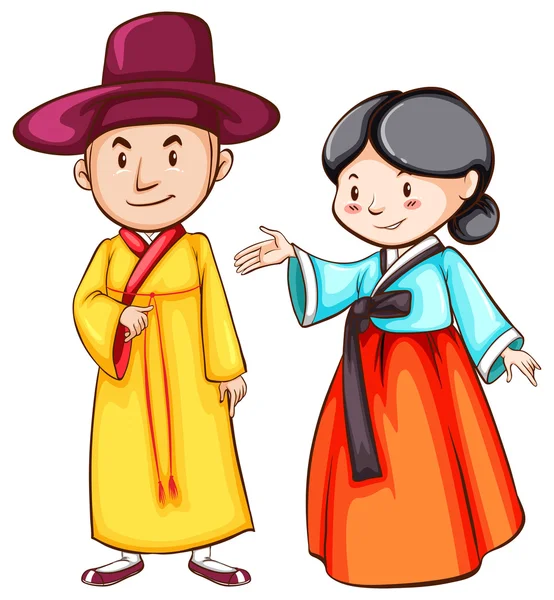 Простий малюнок два азіатських людей — стоковий вектор