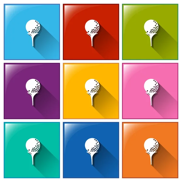 Boutons avec balles de golf — Image vectorielle