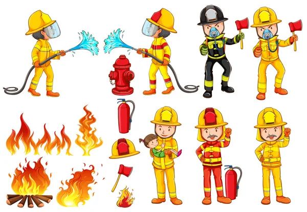 Un groupe de pompiers — Image vectorielle