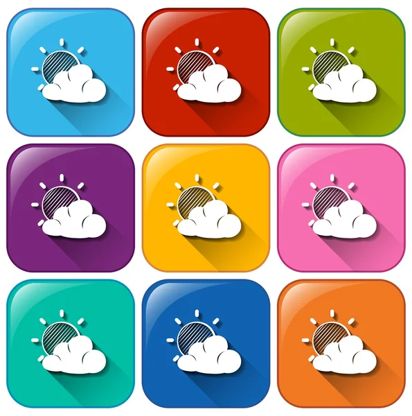 Icons showing a weather forecast — Stock Vector