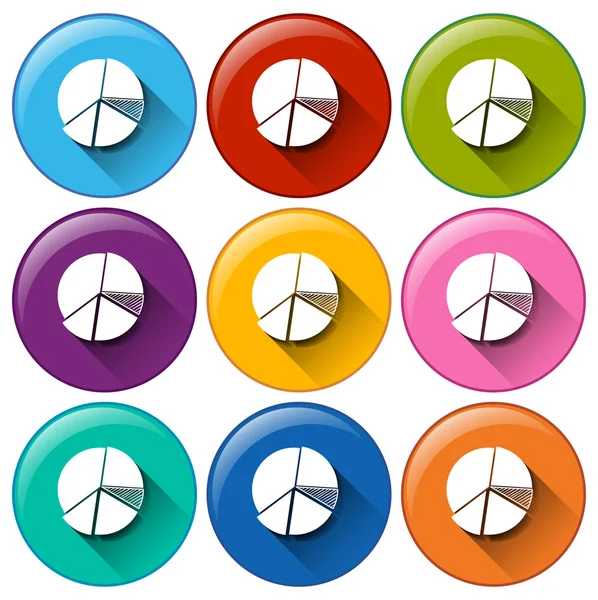 円形のグラフ付きボタン — ストックベクタ
