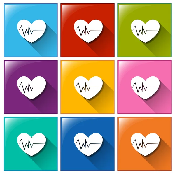 Buttons with hearts — Stock Vector