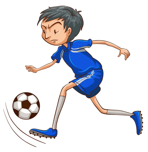Um jogador de futebol usando um uniforme azul — Vetor de Stock