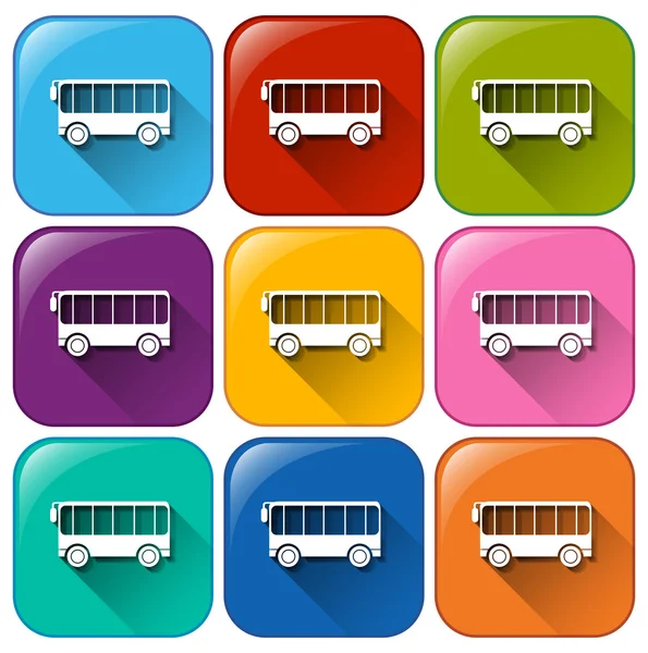 Boutons avec bus — Image vectorielle