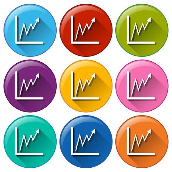 Botões de círculo com um gráfico — Vetor de Stock