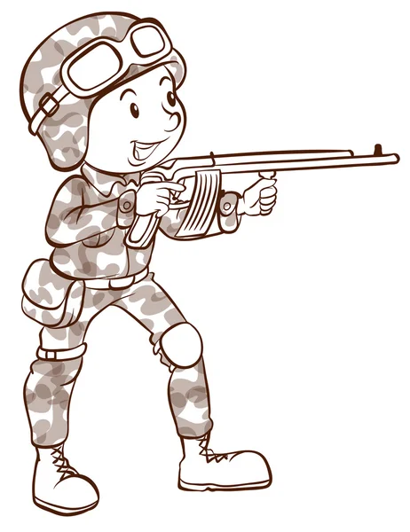 A soldier holding a gun — Stock Vector