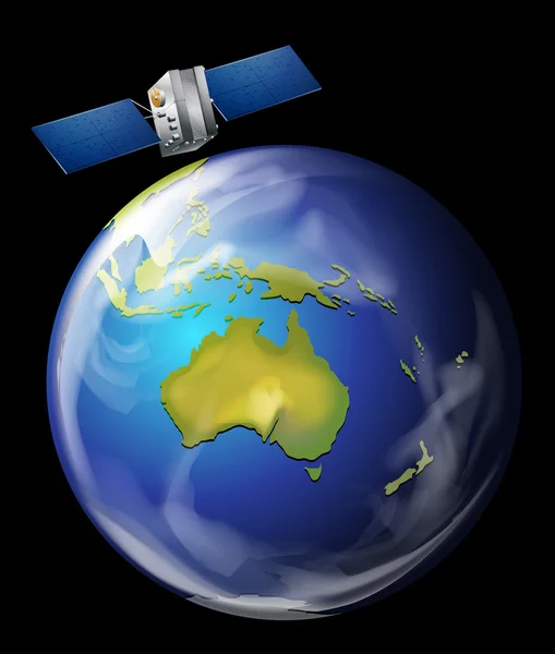 Satelliet in een baan om de aarde — Stockvector