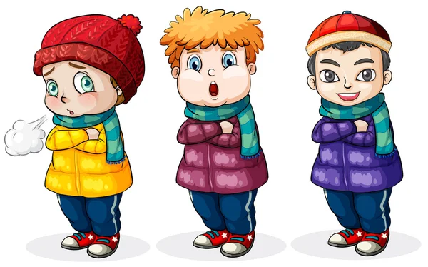 Tres niños pequeños — Vector de stock