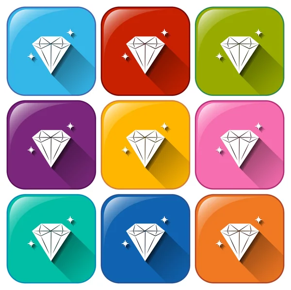 Ikony z diamentami — Wektor stockowy