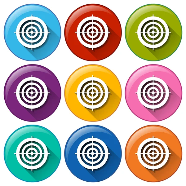 Round icons with target buttons — Stock Vector