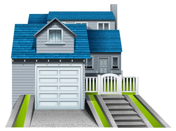 A concrete house with an attached garage — Stock Vector