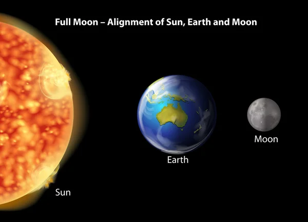 Allineamento luna piena — Vettoriale Stock