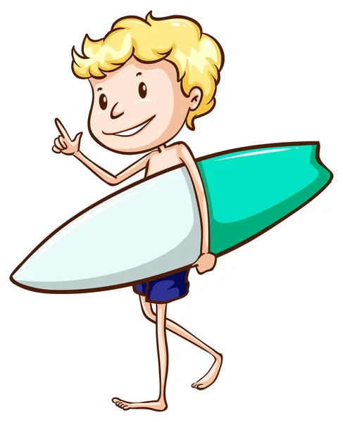 Un chico va a la playa — Vector de stock