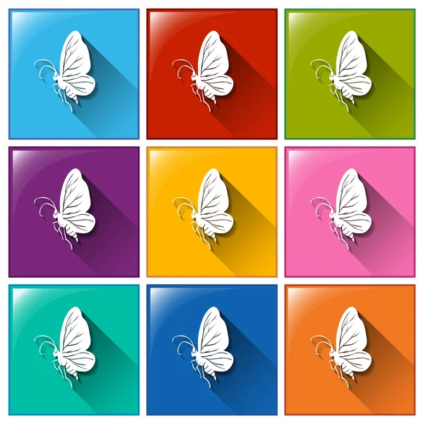 Boutons avec papillons — Image vectorielle