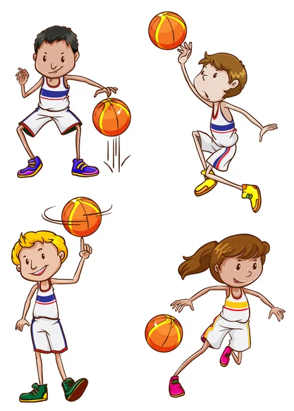 Joueurs de basket énergiques — Image vectorielle