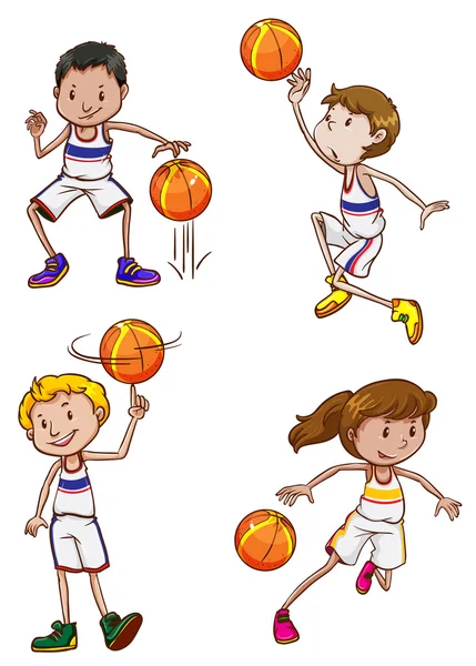 Jugadores de baloncesto enérgicos — Vector de stock