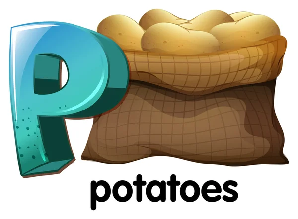 A letter P for potatoes — Stock Vector