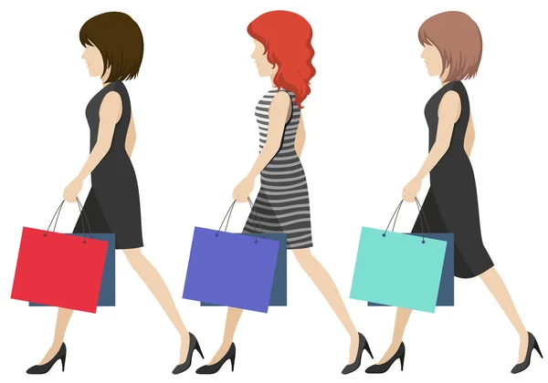 Las mujeres compradores — Vector de stock